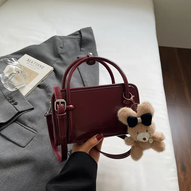 Women Shoulder Bag Red Leather 2025 Autumn New