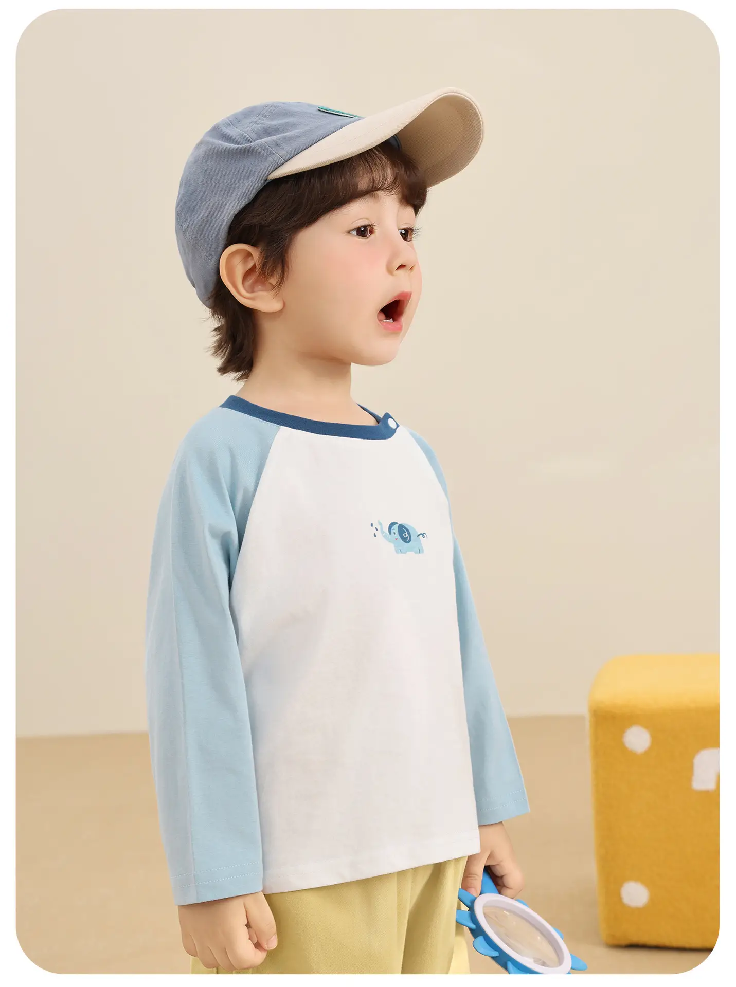 Kaka Panda Boys Long Sleeve T-Shirt White Blue 7A Antibacterial — feature 10