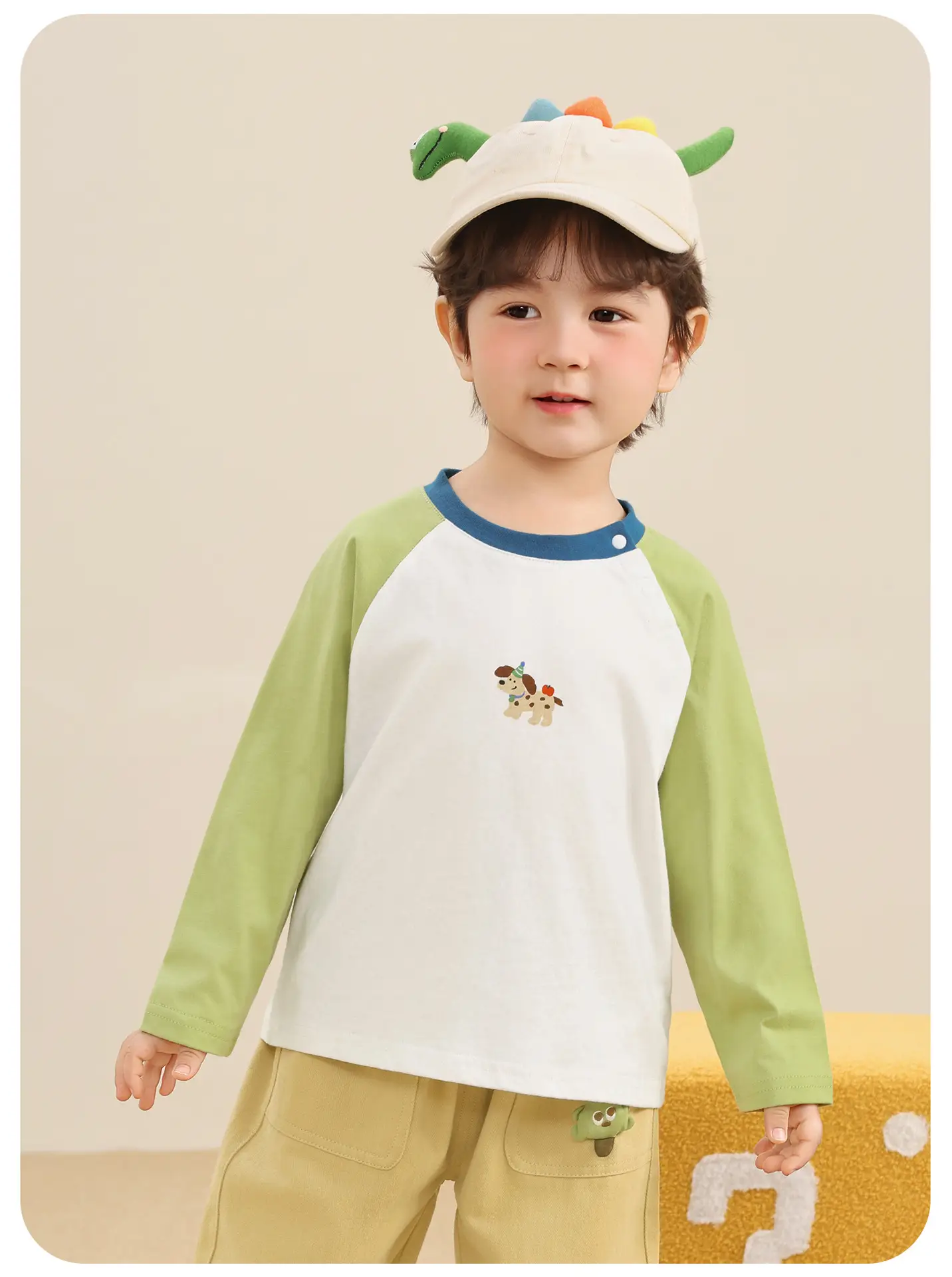 Kaka Panda Boys Long Sleeve T-Shirt White Blue 7A Antibacterial — feature 11