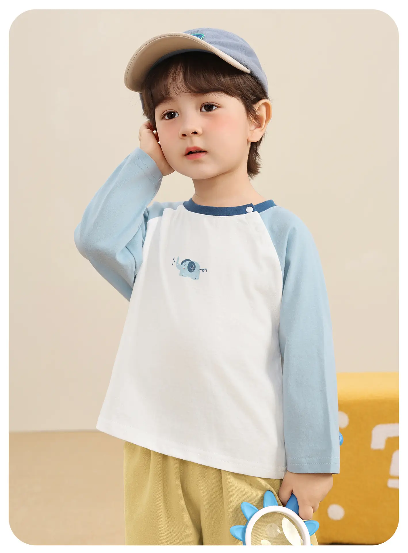 Kaka Panda Boys Long Sleeve T-Shirt White Blue 7A Antibacterial — feature 8