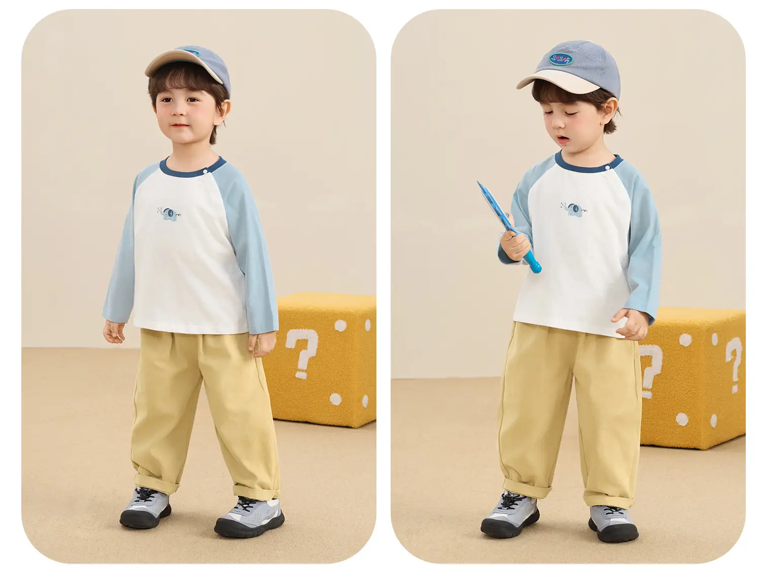 Kaka Panda Boys Long Sleeve T-Shirt White Blue 7A Antibacterial — feature 9