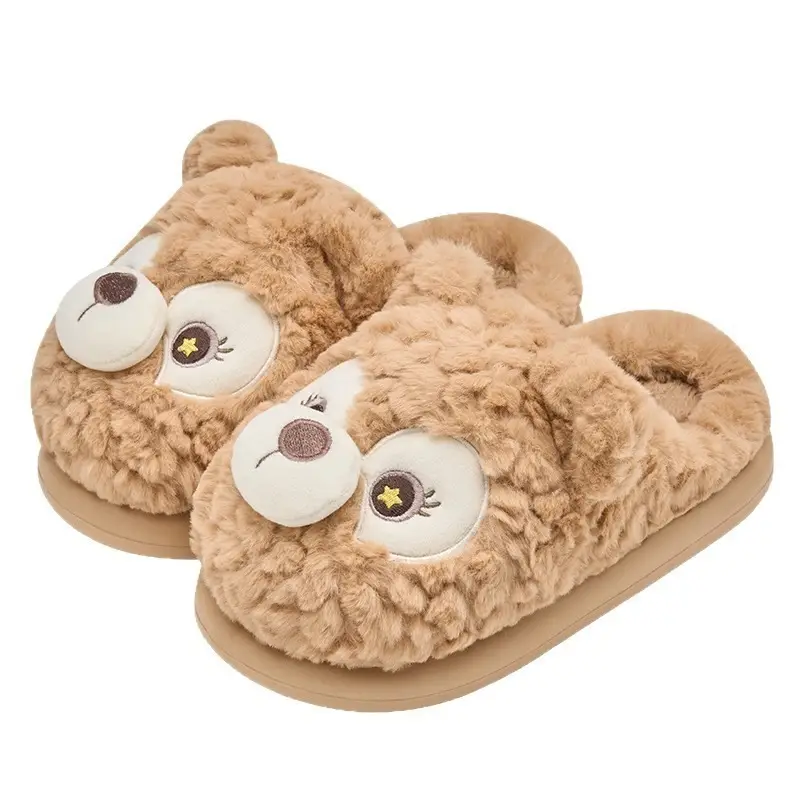 Bear Plush Cotton Slippers for Women Winter Warm - Image 6