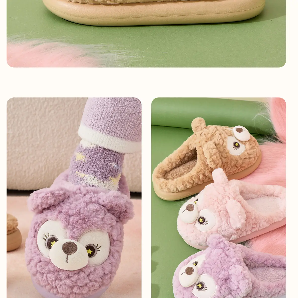 Bear Plush Cotton Slippers for Women Winter Warm — feature 21