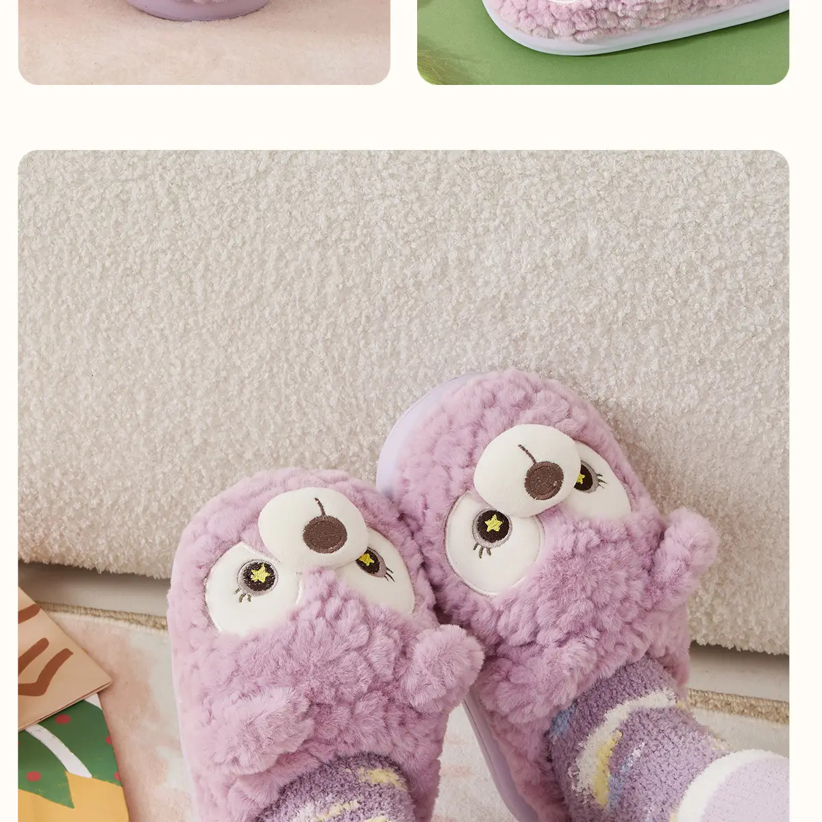 Bear Plush Cotton Slippers for Women Winter Warm — feature 22