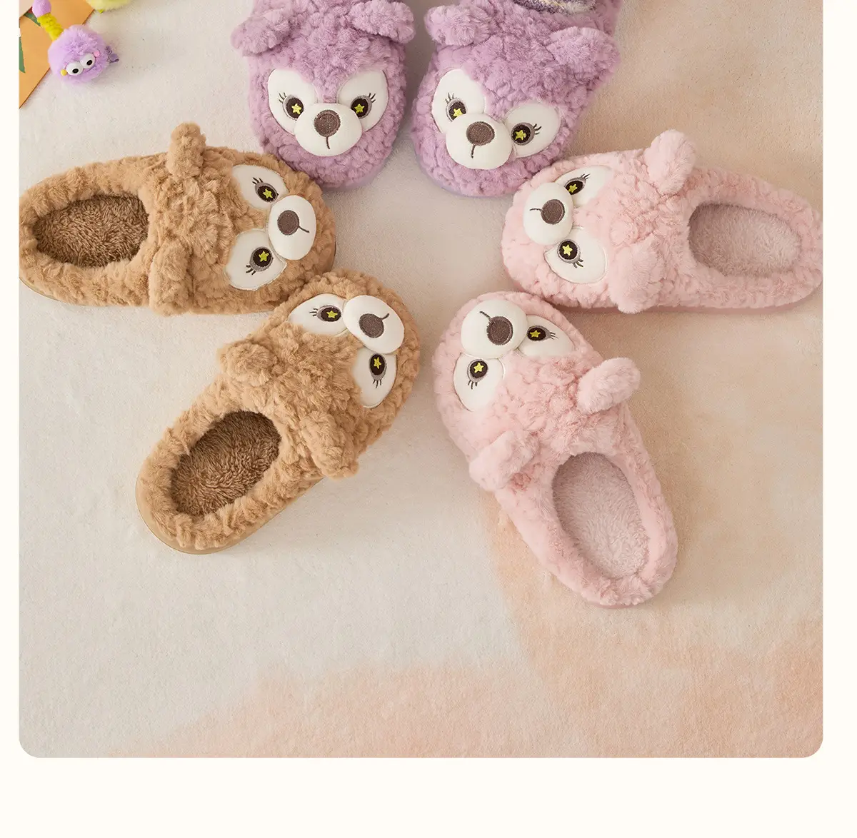 Bear Plush Cotton Slippers for Women Winter Warm — feature 24