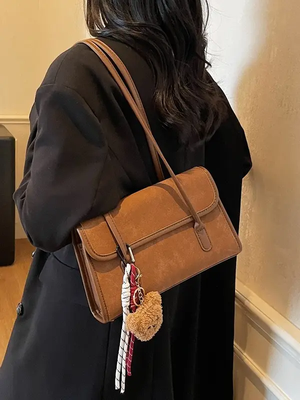 Women's Brown Retro Shoulder Bag Large Capacity 2025 - Image 6