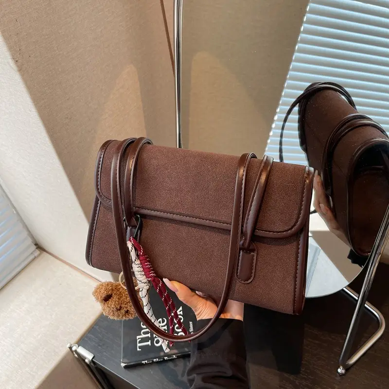 Women's Brown Retro Shoulder Bag Large Capacity 2025 - Image 2
