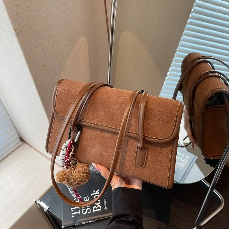 Women's Brown Retro Shoulder Bag Large Capacity 2025 - Image 3