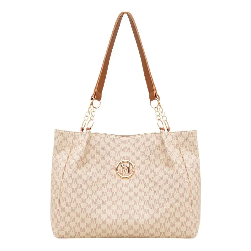 Women's Cross-Border Letter Print Tote Bag Beige Brown - Image 8