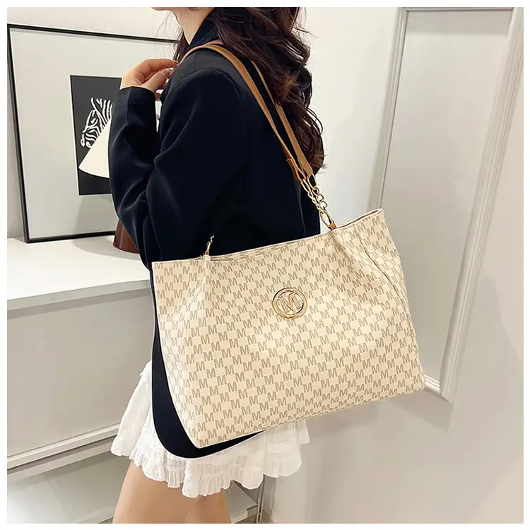 Women's Cross-Border Letter Print Tote Bag Beige Brown — feature 12