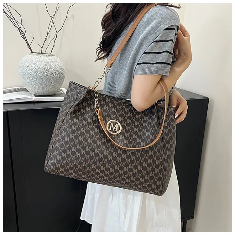 Women's Cross-Border Letter Print Tote Bag Beige Brown — feature 13