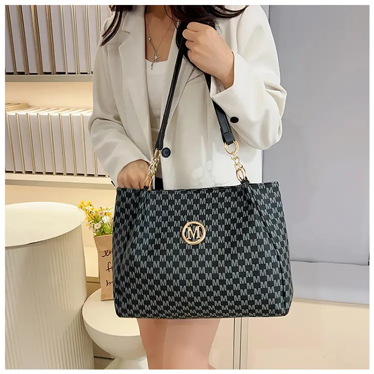 Women's Cross-Border Letter Print Tote Bag Beige Brown — feature 14
