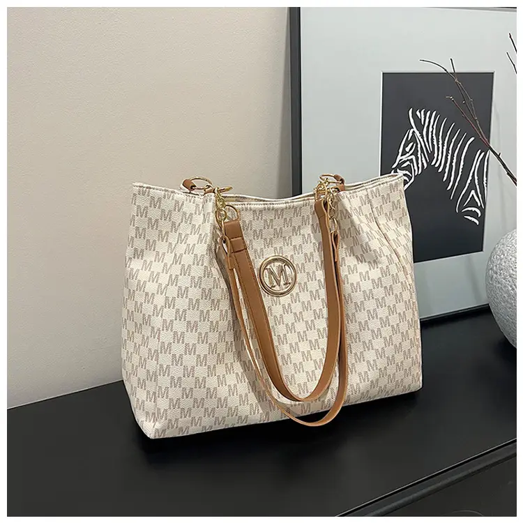 Women's Cross-Border Letter Print Tote Bag Beige Brown — feature 15