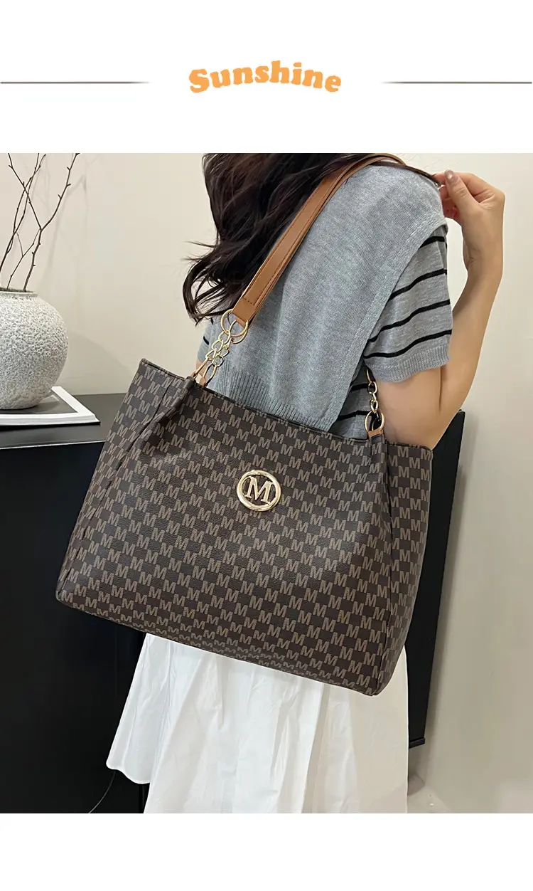 Women's Cross-Border Letter Print Tote Bag Beige Brown — feature 2