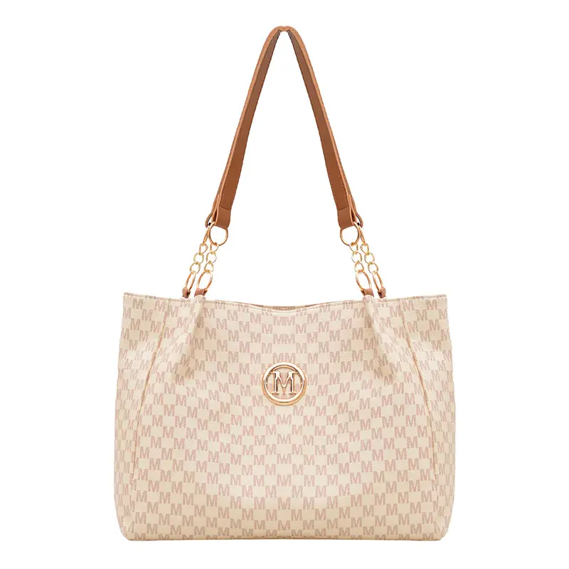 Women's Cross-Border Letter Print Tote Bag Beige Brown - Image 2