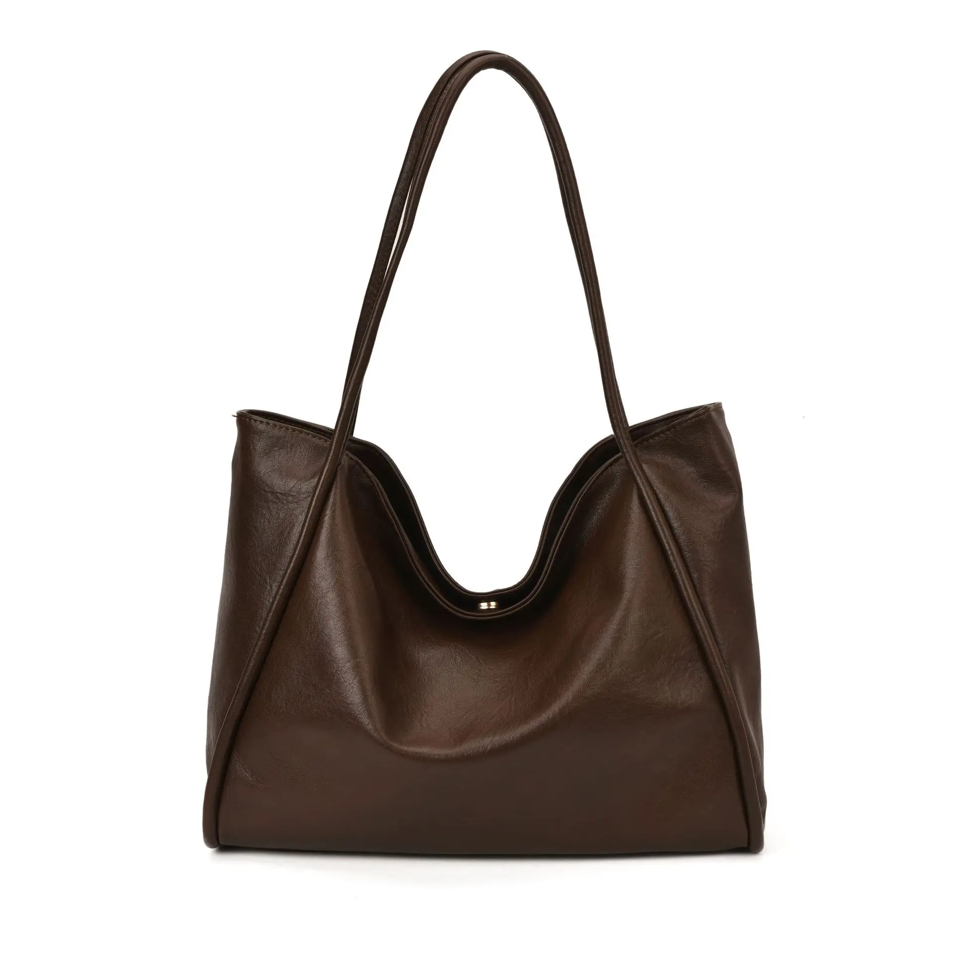 Women Large Capacity Leather Tote Bag Brown 2025 - Image 11