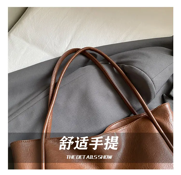 Women Large Capacity Leather Tote Bag Brown 2025 — feature 14