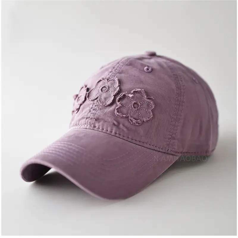 Light Blue Floral Embroidered Women's Cap - Image 7