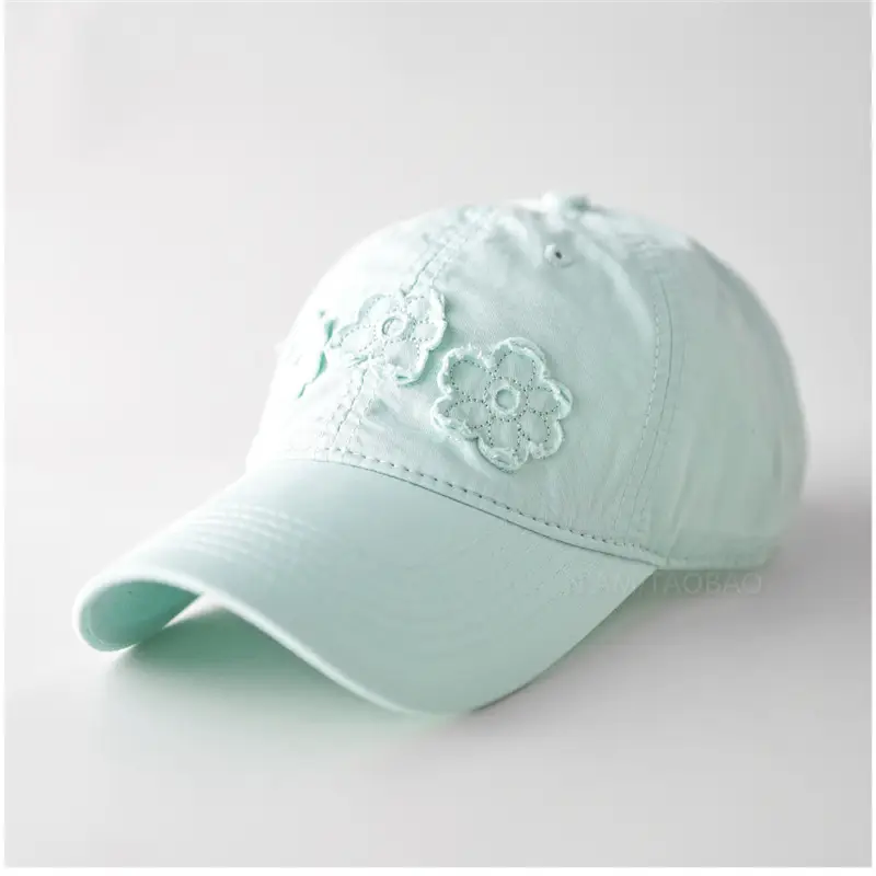 Light Blue Floral Embroidered Women's Cap - Image 8