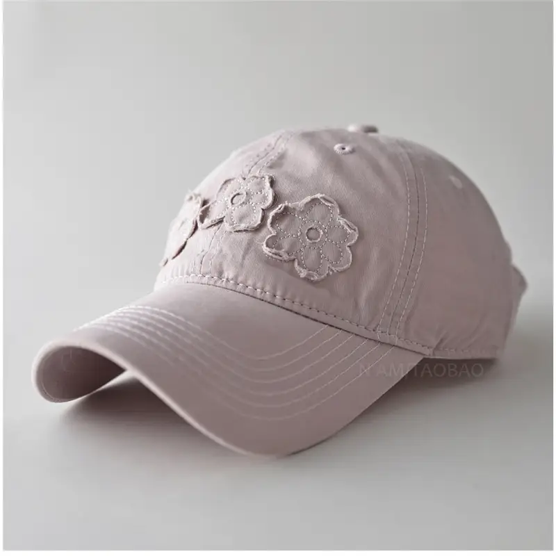 Light Blue Floral Embroidered Women's Cap - Image 10