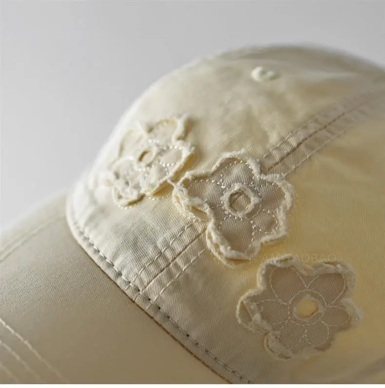 Light Blue Floral Embroidered Women's Cap — feature 10