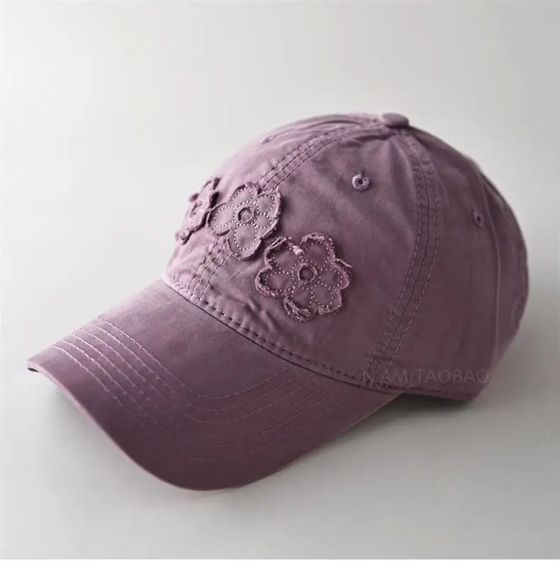 Light Blue Floral Embroidered Women's Cap — feature 11