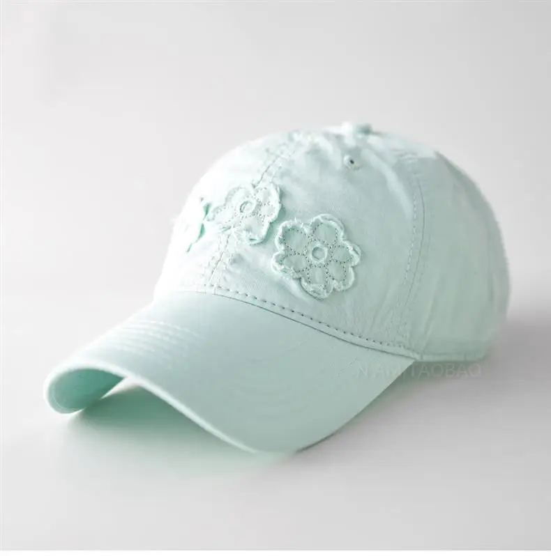 Light Blue Floral Embroidered Women's Cap — feature 14