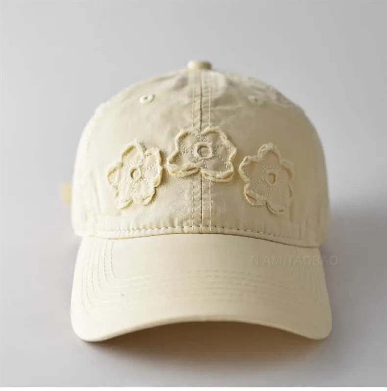 Light Blue Floral Embroidered Women's Cap — feature 4