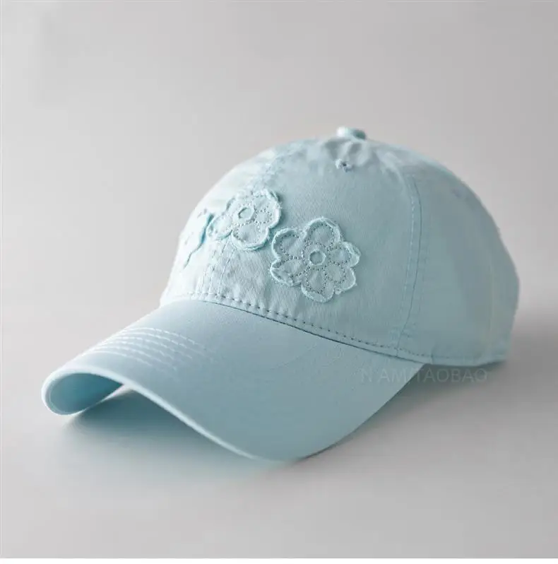 Light Blue Floral Embroidered Women's Cap — feature 8