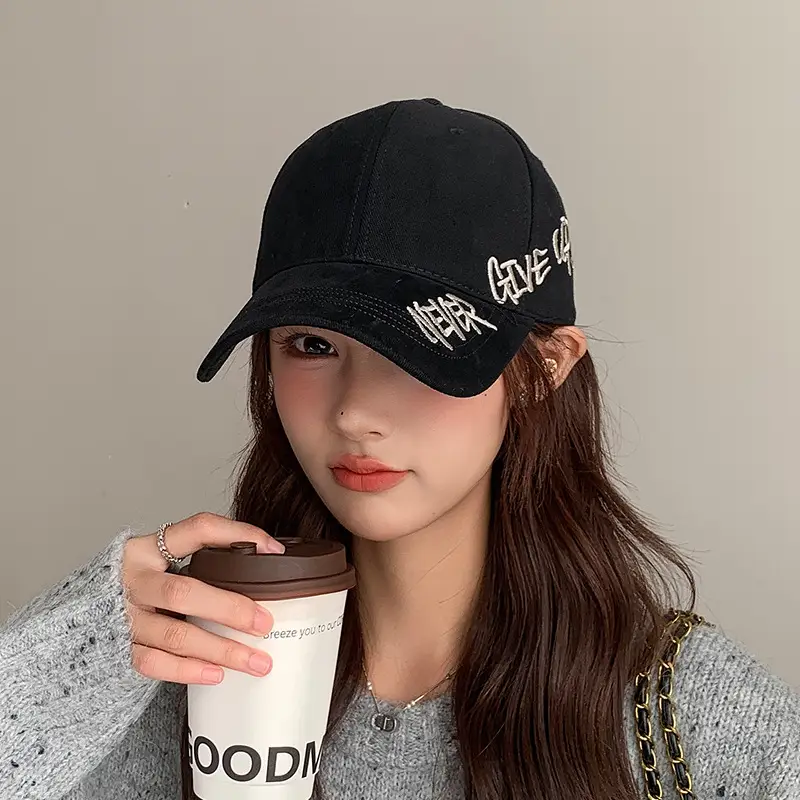 Women Letter Embroidered Baseball Cap Brown Winter Autumn - Image 8