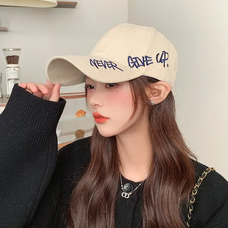 Women Letter Embroidered Baseball Cap Brown Winter Autumn - Image 2