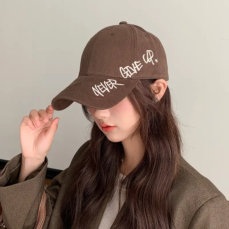 Women Letter Embroidered Baseball Cap Brown Winter Autumn - Image 3