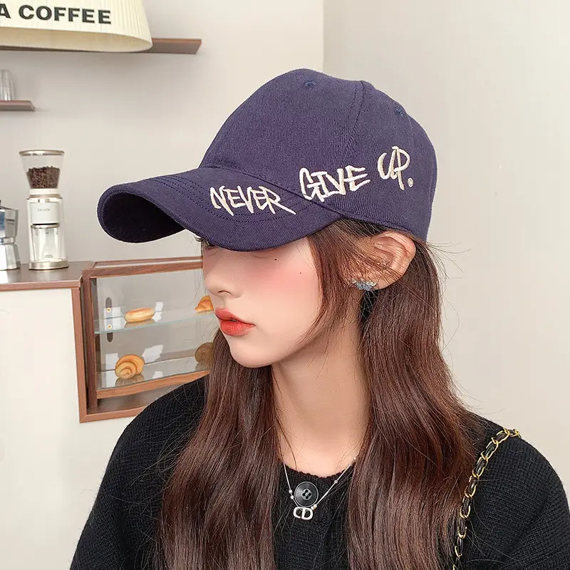 Women Letter Embroidered Baseball Cap Brown Winter Autumn - Image 5