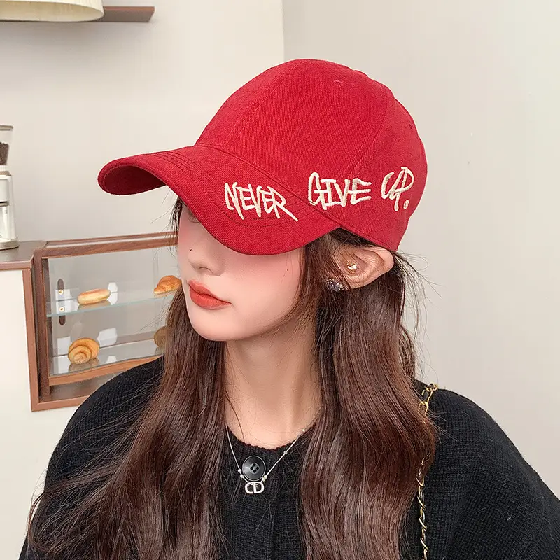 Women Letter Embroidered Baseball Cap Brown Winter Autumn - Image 6