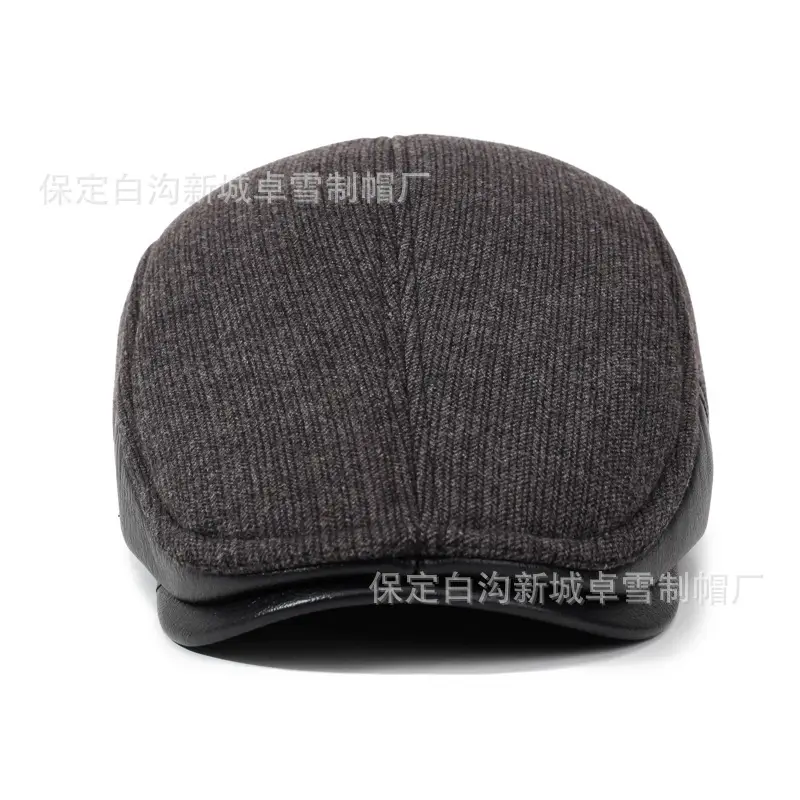Elderly Men's Winter Fleece Duckbill Cap Gray