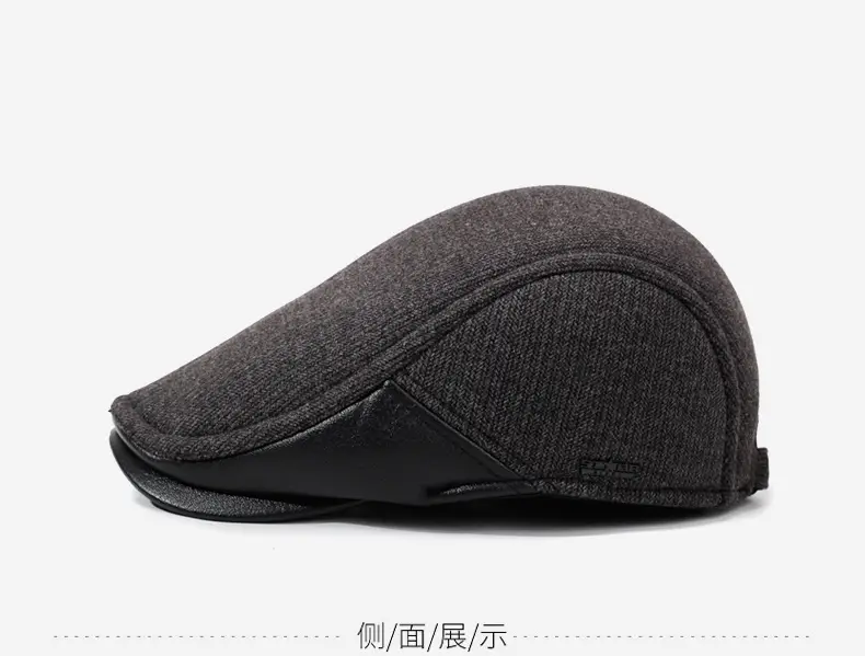 Elderly Men's Winter Fleece Duckbill Cap Gray — feature 10