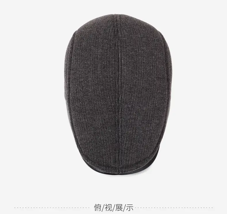 Elderly Men's Winter Fleece Duckbill Cap Gray — feature 12