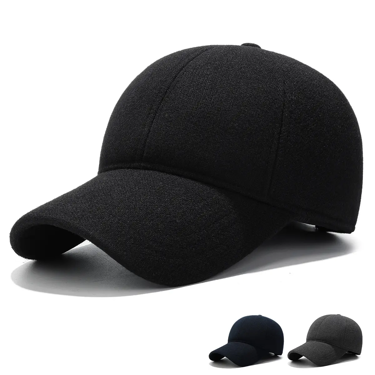 Winter Wool Cap Black Men Women Adjustable
