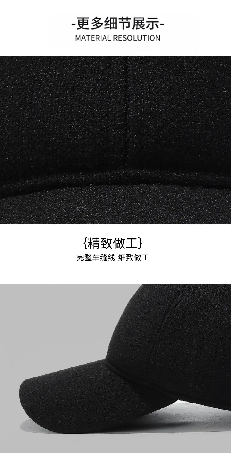 Winter Wool Cap Black Men Women Adjustable — feature 17