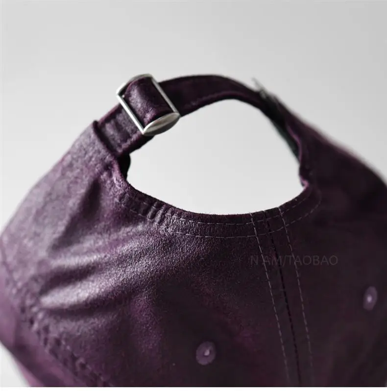 Purple PU Leather Baseball Cap for Men Women Casual Retro — feature 10