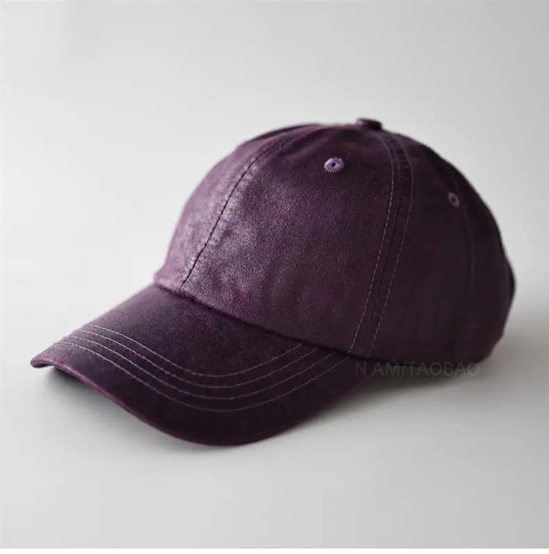 Purple PU Leather Baseball Cap for Men Women Casual Retro — feature 5