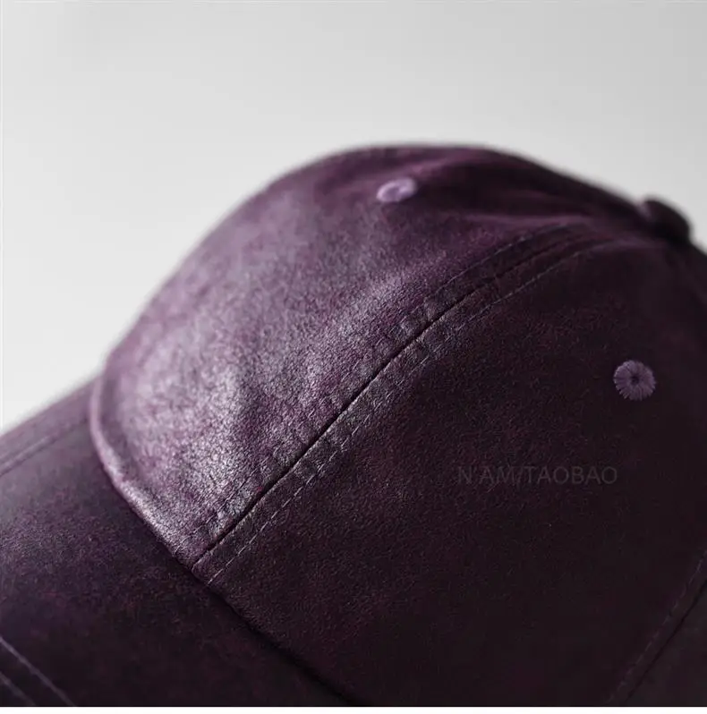 Purple PU Leather Baseball Cap for Men Women Casual Retro — feature 7
