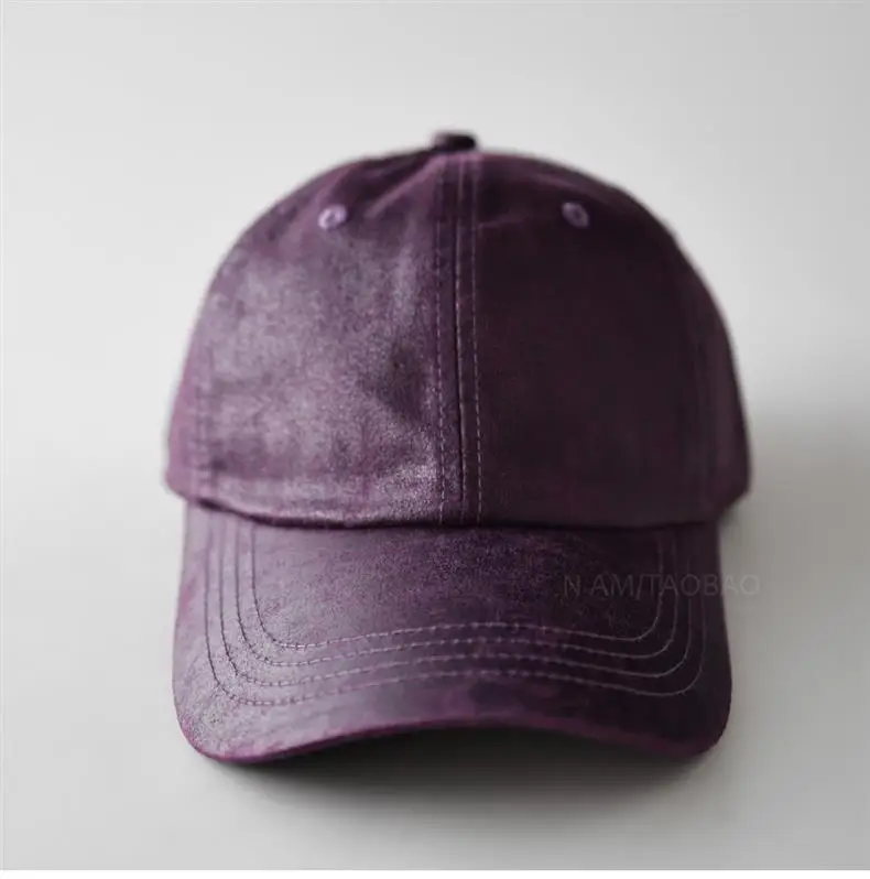 Purple PU Leather Baseball Cap for Men Women Casual Retro — feature 8