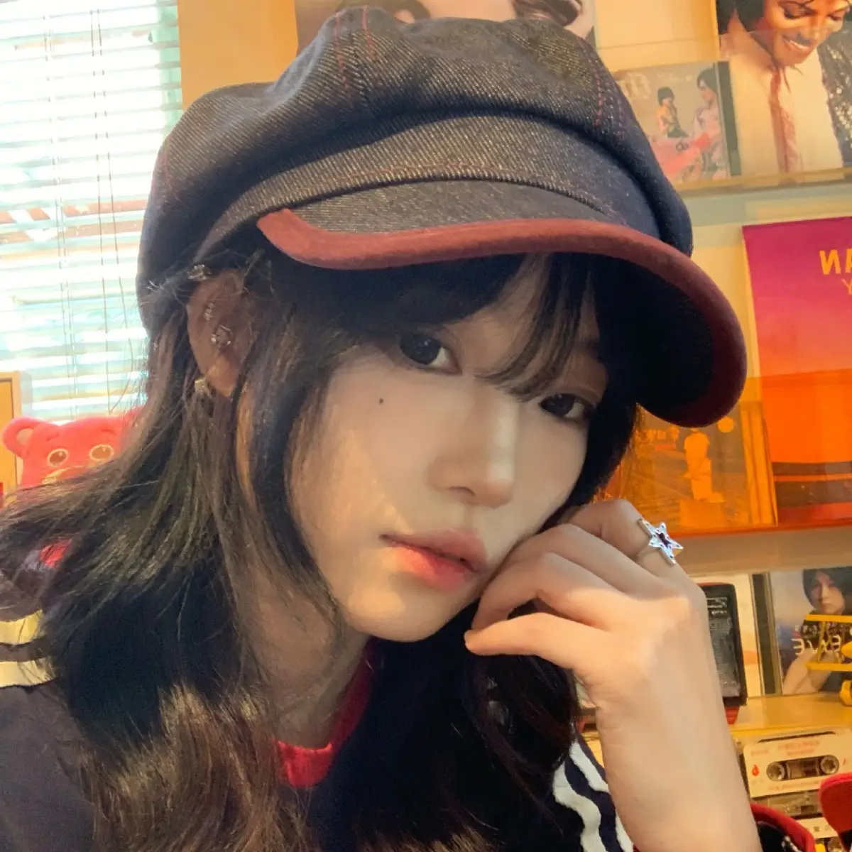 Vintage Denim Beret for Women Spring Autumn Korean Style - Image 4