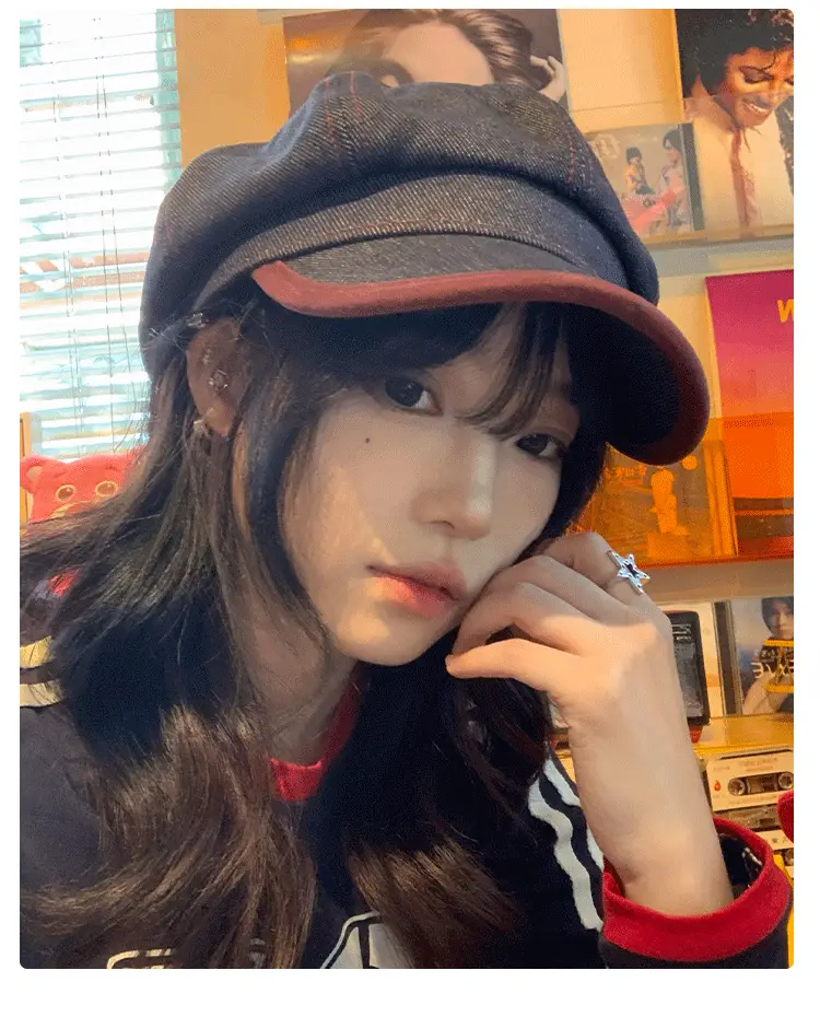 Vintage Denim Beret for Women Spring Autumn Korean Style — feature 10