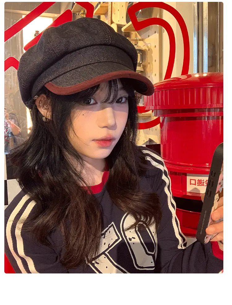 Vintage Denim Beret for Women Spring Autumn Korean Style — feature 13