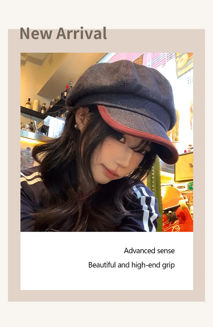 Vintage Denim Beret for Women Spring Autumn Korean Style — feature 4
