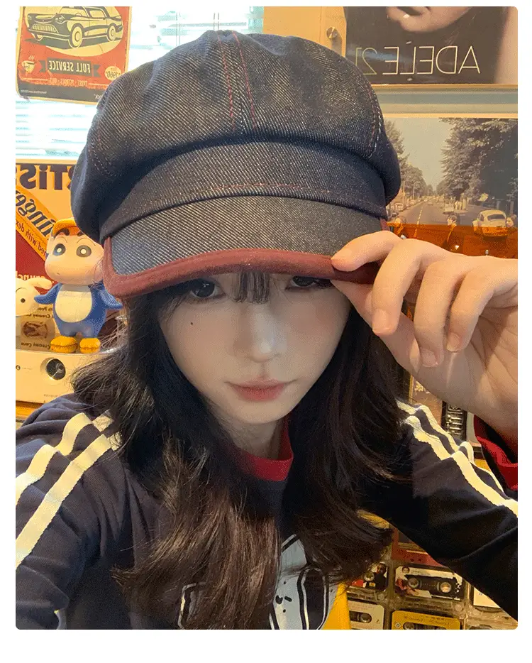 Vintage Denim Beret for Women Spring Autumn Korean Style — feature 8