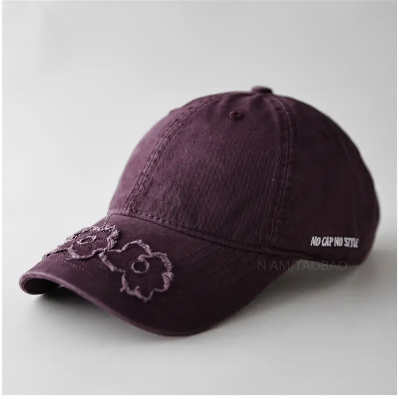 Women Brown Embroidered Baseball Cap with Patched Brim - Image 14