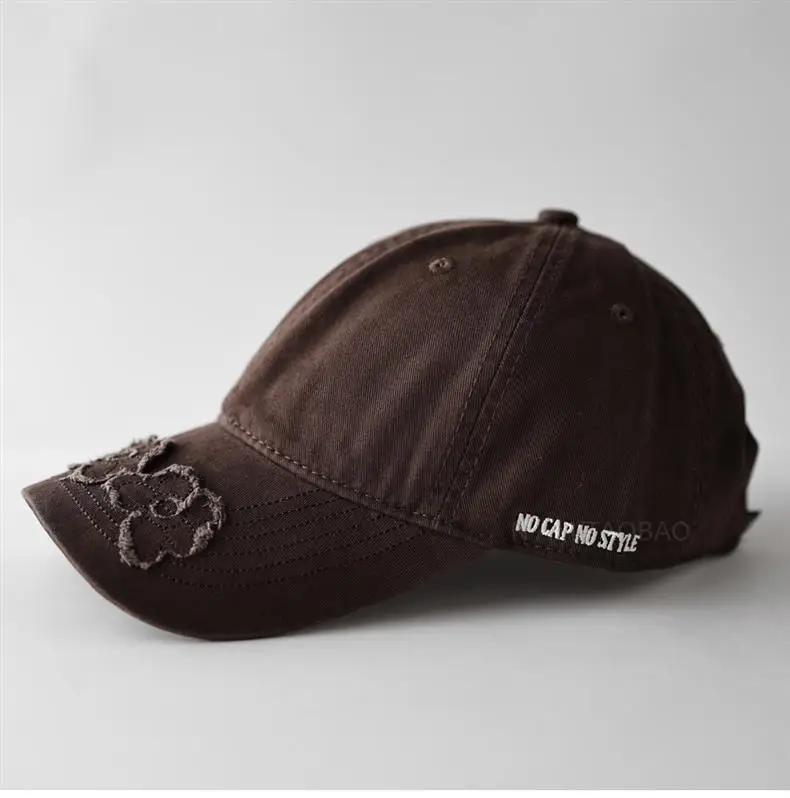 Women Brown Embroidered Baseball Cap with Patched Brim — feature 12